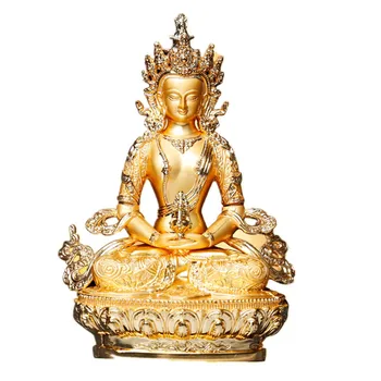 Ilgaamžiškumas/Amitayus 5inch Efektyvių Tranic Aukso Budos Metalų Lydinio, Budistų Tiekėjų Home/ Office Papuošti Statula Amatų