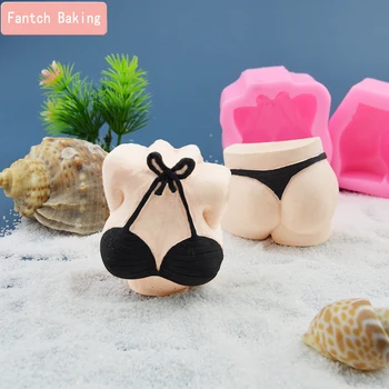 Seksualus Bikini Krūtinę Liemenėlė formos 3D Silikoninis Minkštas Pyragas Pelėsių Muilo Cupcake Želė Saldainiai, Šokoladas Apdailos Kepimo Įrankis