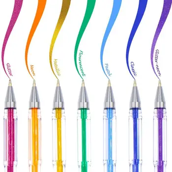 OOTDTY 100 Spalvoti Žymekliai Gelio Rašikliai Neon Blizgučiai Metallic Pastelinių Shuttle Pen Doodling Piešimo Meno Žymeklis Spalvos Jokių Dublikatų