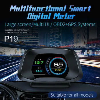 Vjoycar P19 Automobilių HUD OBD2 GPS Smart Head Up Display Greičio kontrolė 9 sąsaja Skaitmeninis Matuoklis Matuoklis Turbo Stabdžių Testas, OBD Skeneriai