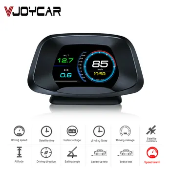 Vjoycar P19 Automobilių HUD OBD2 GPS Smart Head Up Display Greičio kontrolė 9 sąsaja Skaitmeninis Matuoklis Matuoklis Turbo Stabdžių Testas, OBD Skeneriai