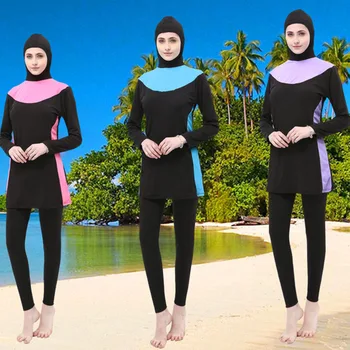 Moterų Plius Dydis Musulmonų maudymosi Kostiumėliai ilgomis Rankovėmis Visišką Gobtuvu Hijab Islamo Plaukti Sporto Naršyti Dėvėti Burkinis Maudymosi Kostiumas S-5XL