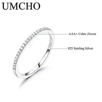 UMCHO AAA Kubinis Cirkonis Žiedai Nekilnojamojo Grynas 925 Sterlingas Sidabro Žiedai Moterų Vestuvės Dovanų Fine Jewelry
