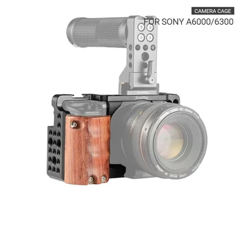 SmallRig A6300 Narve Įrenginys w/ Medinė Rankena Sony A6000/A6300 Camera w/ Šalto Batų Mikrofonas 