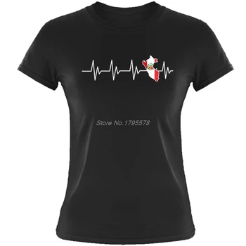 Peru Širdies Žemėlapis T-shirt Moterims, Vasaros Trumpos Rankovės Medvilnės T Marškinėliai Mados Hip-Hop Tees Viršūnes Harajuku Streetwear