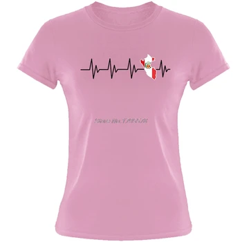 Peru Širdies Žemėlapis T-shirt Moterims, Vasaros Trumpos Rankovės Medvilnės T Marškinėliai Mados Hip-Hop Tees Viršūnes Harajuku Streetwear