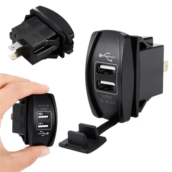 Automobilių Modifikuotų Dvigubas USB Automobilinis Įkroviklis 3.1 12-24V LED Universalus Automobilinis Įkroviklis Vandeniui Jungikliu Dual USB Valtis Įkroviklio Lizdas