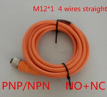 Nemokamas pristatymas, 5m M12* 1 4 laidai, 4 pin NPN/PNP, NO+NC tiesiai plug jutiklio jungtis moterų 5 metrų kabelis