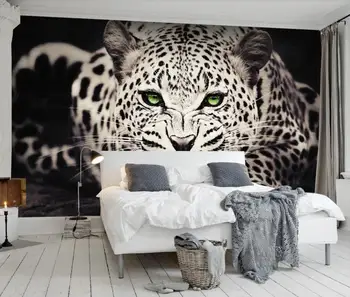 Milofi užsakymą tapetai, freskos šiuolaikinio abstraktaus meno juoda ir balta, šiaurės rytų leopardas fone sienų apdaila tapetai