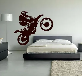 Motokroso Vinilo Sienos Lipdukas Motociklo Moto Sienos Meno Dirt Bike Sporto Plakatas Miegamojo Puošmena Freskos Kambarį Namų Dekoro