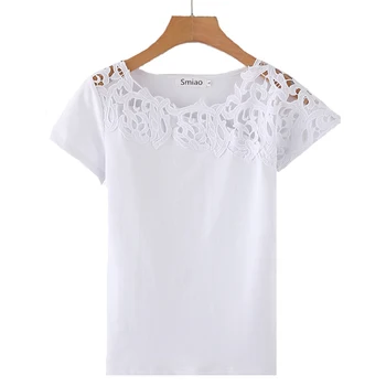 2018 Tuščiaviduriai Iš Vasaros Moterų marškinėliai Medvilnės Atsitiktinis Viršūnes Tee Plius Dydis-trumpomis Rankovėmis Pagrindinės Kietojo O-Kaklo Moterys T-Shirt S-3XL