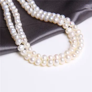4-4.5 mm Bauda AAA Natūralus Baltas netoli apvalių gėlavandenių perlų karoliukai prarasti ovalo nekilnojamojo perlų karoliukai Papuošalai Priėmimo 