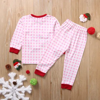 TELOTUNY Bamblys Kūdikis, Berniukas, Mergaitė, Kalėdų Santa Pledas Viršūnes Kelnes Pižama Sleepwear Komplektai 2-7Y kalėdų pižama šeimos