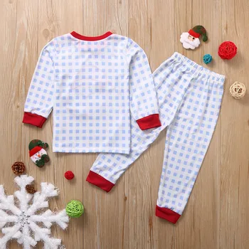 TELOTUNY Bamblys Kūdikis, Berniukas, Mergaitė, Kalėdų Santa Pledas Viršūnes Kelnes Pižama Sleepwear Komplektai 2-7Y kalėdų pižama šeimos