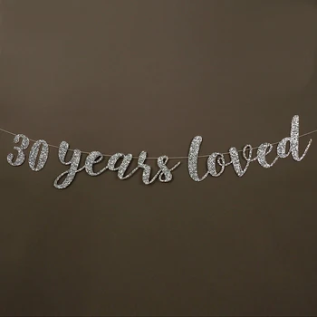 30 metų mylėjo Blizgučiai Reklama 30-ąjį Gimtadienį Cursive Banner Vėliavos Ištroškęs Jubiliejų Dekoracijos Starta Renginiai, Reikmenys