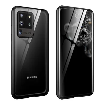 Samsung Galaxy S20 Ultra S20 Plus Atveju Magnetinio Apversti Dvipusis Grūdintas Stiklas, Bamperis 360 Pilnas Draudimas 