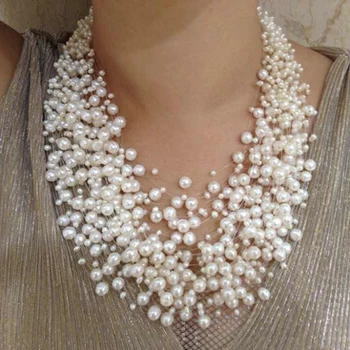 Prabangus stilius perdėti karoliai natūralių perlų vėrinį 39-sluoksnis star Perlų Vėrinį