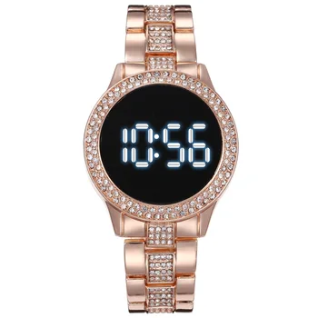Moterų Laikrodžiai Prabangos Stilius visiškai Strazdų LED Skaitmeninio Laikrodžio Hardex Apvalus Ciferblatas Lydinio Dirželis Laides Mados Laikrodis LE01