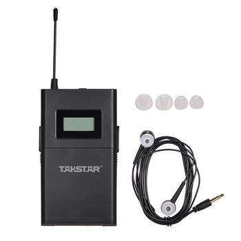 Takstar WPM-200 UHF Belaidžio Garso Sistemos Imtuvas, LCD Ekranas 6 Pasirenkami Kanalai 50m Dėžė su In-Ear Ausinės