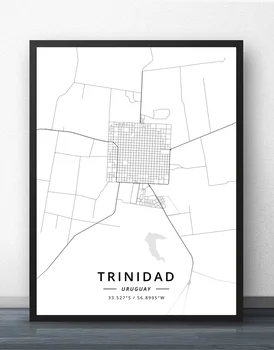 Montevidėjas Trinidadas Ir Tobagas Urugvajus Žemėlapis Plakatas