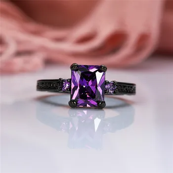 Elegantiška Moteriška Violetinė Aikštėje Akmens Žiedas 