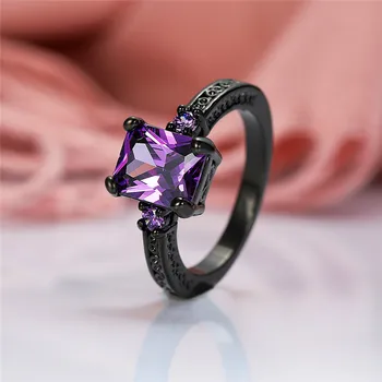 Elegantiška Moteriška Violetinė Aikštėje Akmens Žiedas 