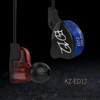 KZ ED12 Custom Stiliaus Ausines Nuimamas Kabelis Ausyje Garso HiFi Bass Muzikos Sporto Ausinių Stereo ausines 3,5 MM aukso padengtą