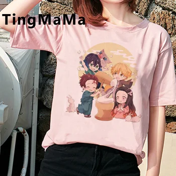 Japonų Anime Demon Slayer Kimetsu Nr. Yaiba vasaros top moterų pora, pora drabužių kawaii tumblr t-shirt marškinėliai tumblr