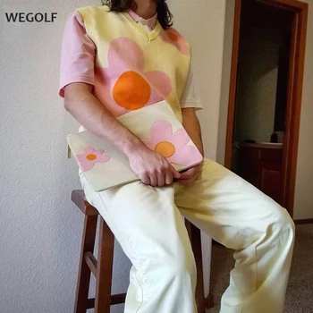 Golf Naujas vyrų Prabangių Gėlių Le Fleur Tyler The Creator Atsitiktinis Megzti Megztiniai Liemenės be rankovių Azijos Kištuko Dydis Aukštos Drake #M13
