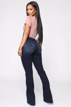 2020 Naujas Moterų Aukšto Juosmens Džinsai, Kelnės Džinsai Flare Kelnės Street Style Mėlyna Liesas Kelnės Bell Bottom Džinsai