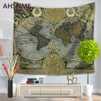 AHSNME Kelis stilius pasaulio žemėlapio spausdinimas, siuvinėjimas paplūdimio rankšluostį daugiafunkcinis antklodė 150x130cm/150x200cm namų dekoro gobelenas