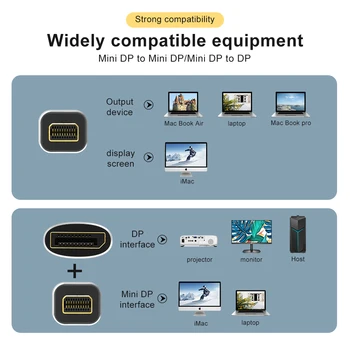 Mini DP į Mini DP 8K Kabelis 8K(76804320)@60Hz 4K@120Hz su Mini DP Moteris DP kištukinė Jungtis DisplayPort 1.4 DP į Mini DP 2M