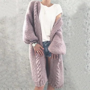 2021 Nauja, Moterų Megzti Megztinis Žiemą Storas Šiltas Ilgas Megztinis Moteriška Ilgomis Rankovėmis Vintage Megztinis Outwear Plius Dydis Paltai