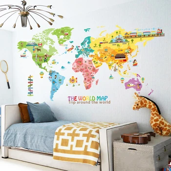 Didelis Pasaulio Žemėlapis, Vaikų Kambario Sienų Lipdukai, Tapetai Estetinės Miegamojo Puošimas Kambarį Darželio Sienos Lipdukai Namo Apdaila