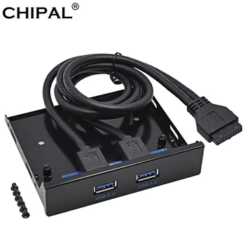 CHIPAL 2 Prievadai USB 3.0 Priekinio Skydelio Laikiklis USB3.0 Hub 20 Pin Kabelis, Adapteris, skirtas PC Desktop 3.5