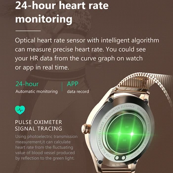 Moterų Smart Žiūrėti Mada Sporto Širdies Ritmo Monitorius Multi-Funkcija, Matavimo,Sukant Riešą, Ryškus Ekranas Atsparus Vandeniui Smartwatch