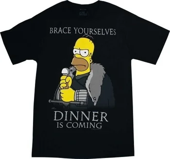 Simpsonai Homero Vakarienė Ateina T-Shirt Juokinga T Shirts Harajuku Hip-Hop Vyrų Marškinėliai (S-XXXL)