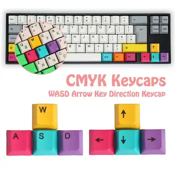 4Pcs Rinkinys CMYK Spalvų OEM Profilis PBT Dyesub Keycaps WASD/ Rodyklių Klavišą Kryptimi Keycap Nustatyti Mechaninė Žaidimų Klaviatūra