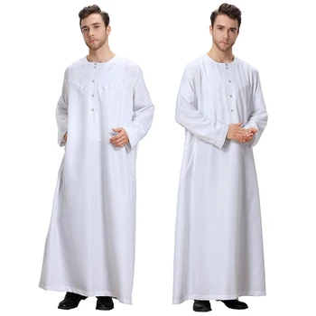 2021 Tradicinių Musulmonų Vyrai Saudo Thobe Skraiste Arabų Kaftan Suknelė Arabų Dubajus Ilgomis Rankovėmis Islamo Vyras Jubba Thobe Plius Dydis