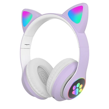 Kačių Ausų Ausines RGB Bluetooth 5.0 Bass Triukšmo Atšaukiu Suaugusiems Vaikams Mergina laisvų Rankų įranga SD Kortelę Šalmas Mic Apyrankę 3.5 mm Ausinės