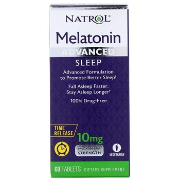 2 buteliai Natrol Pažangi Miego Melatonino 10 mg Vitaminas B-6 Kalcio 60 Tablečių