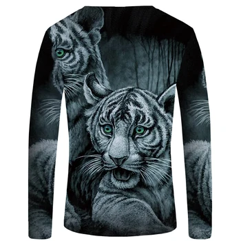 KYKU Prekės Tigras marškinėliai Vyrams, ilgomis rankovėmis marškinėliai Galaxy Roko Piktžolių Streetwear Gyvūnų Kietas Juokinga T shirts Japonijos Vyrų Drabužiai.
