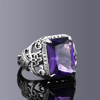 S925 Sterlingas Sidabro Žiedai Ametistas Cirkonis Moterų Tuščiaviduriai Iš Dizaino Fine Jewelry Nuotakos Vestuvių Vestuvinis Žiedas Priedų