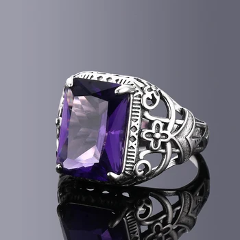S925 Sterlingas Sidabro Žiedai Ametistas Cirkonis Moterų Tuščiaviduriai Iš Dizaino Fine Jewelry Nuotakos Vestuvių Vestuvinis Žiedas Priedų