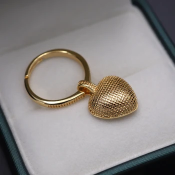 Aukso Spalvos Žiedas, Moterų, Prabangos Pareiškimą širdies Formos vario Reguliuojamas Žiedo Vestuvių, Sužadėtuvių Dubajus Punk Nuotakos Piršto Žiedai