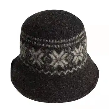 Aukštos kokybės vilnos žvejys skrybėlę moterų rudenį ir žiemą baseino skrybėlę korėjos vilna juodas elegantiškas snaigės modelio