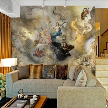 Europos stiliaus Angelas Aliejaus Tapybai 3D Gyvenimo Kambario, Miegamasis Fono Sienos Freskos Lubų Dekoras, Tapetai 3D Sienų Dokumentai Namų Dekoro