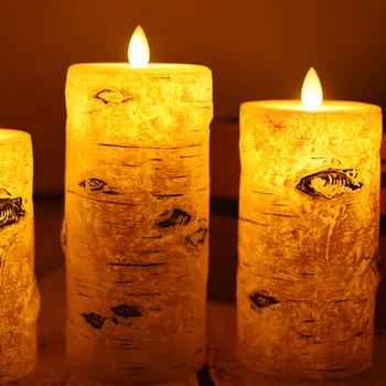 Baterija ramstis LED Žvakės šviesos, Beržo Žievės Poveikį parafinas led žvakė kalėdų apšvietimas, dekoro.,namų kambaryje, naktį šviesos