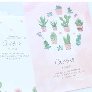 Domikee naujas mielas animacinių filmų cactus modelio mokyklos studentas vokas ir laiškas trinkelėmis nustatyti, kanceliarinės prekės,4 raštą, dokumentus+3 voką,A4