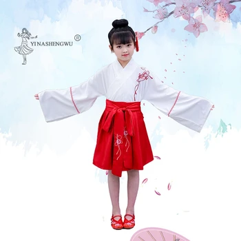 Vaiko Spausdinti Kawaii Mantija Rinkiniai Japonų Mergina Suknelė Kimono Kostiumas Gėlių Siuvinėjimas Viršūnių, Sijonai, Drabužių Vaikams Yukata Haori Drabužiai
